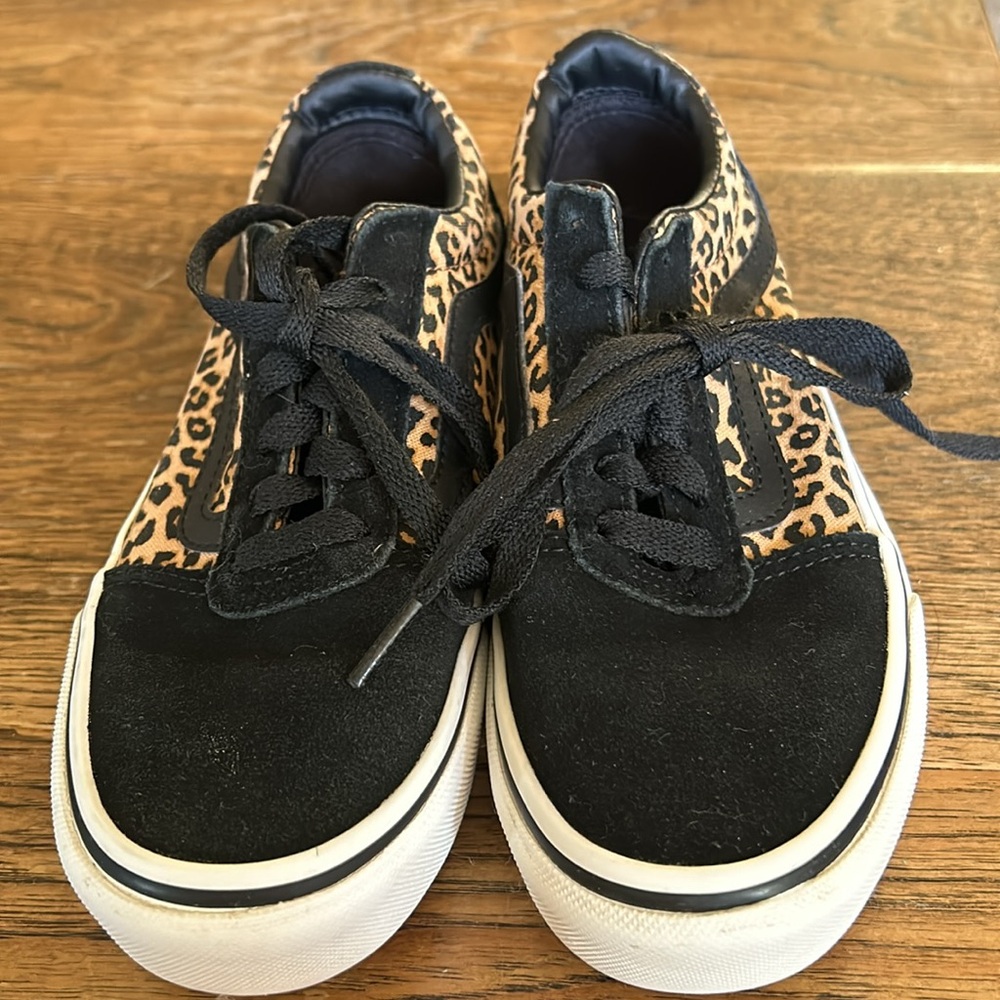 Vans Black and Leopard Print Kids Sneakers - Picture 4 of 5